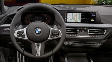Interior view of the BMW 2 Series Gran Coupe showcasing app compatibility.