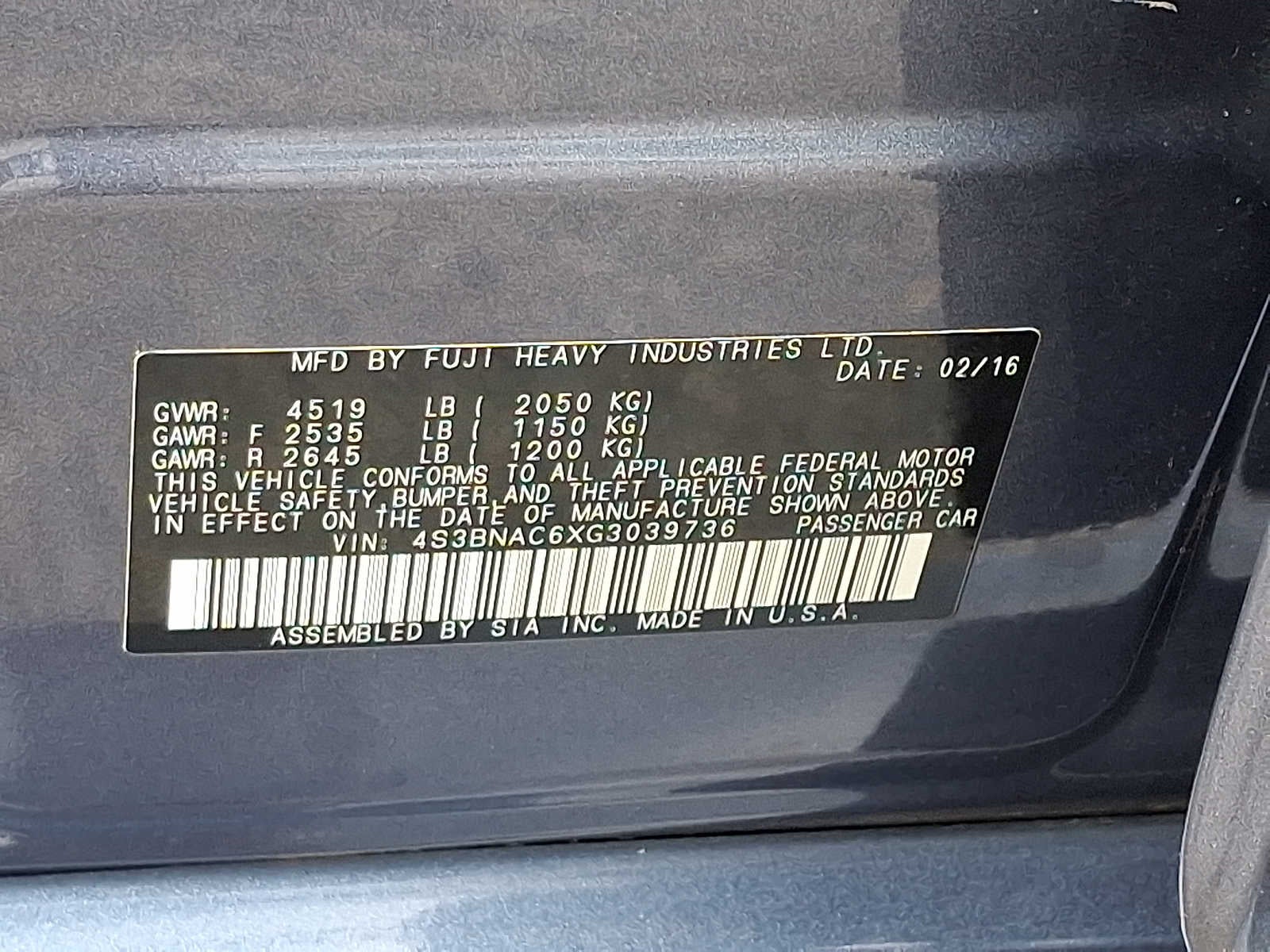 2016 Subaru Legacy 4dr Sdn 2.5i Premium PZEV