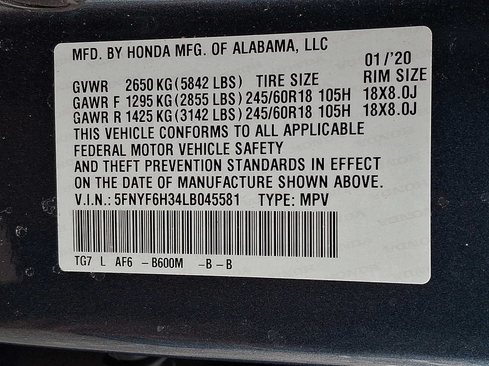 2020 Honda Pilot EX AWD