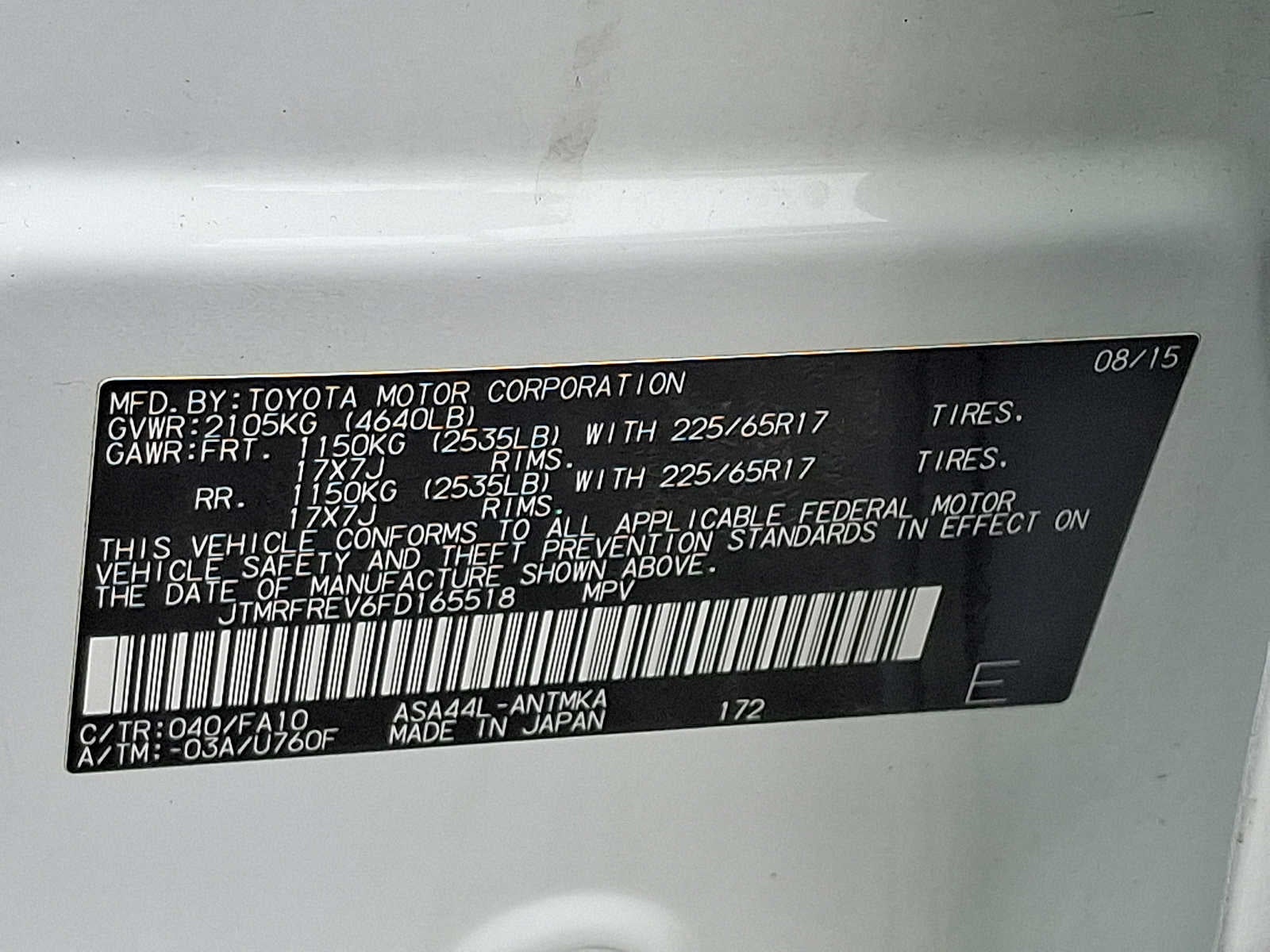 2015 Toyota RAV4 AWD 4dr XLE