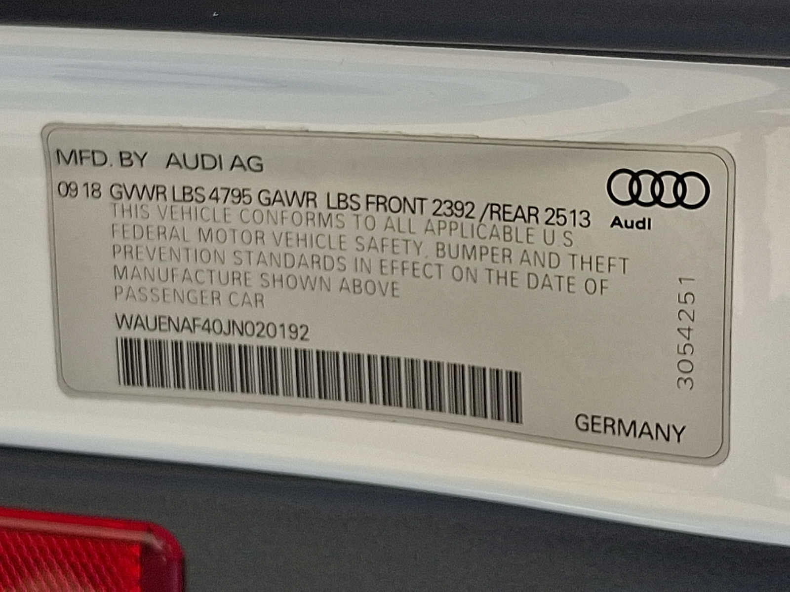 2018 Audi A4 2.0 TFSI Premium Plus S Tronic quattro AWD