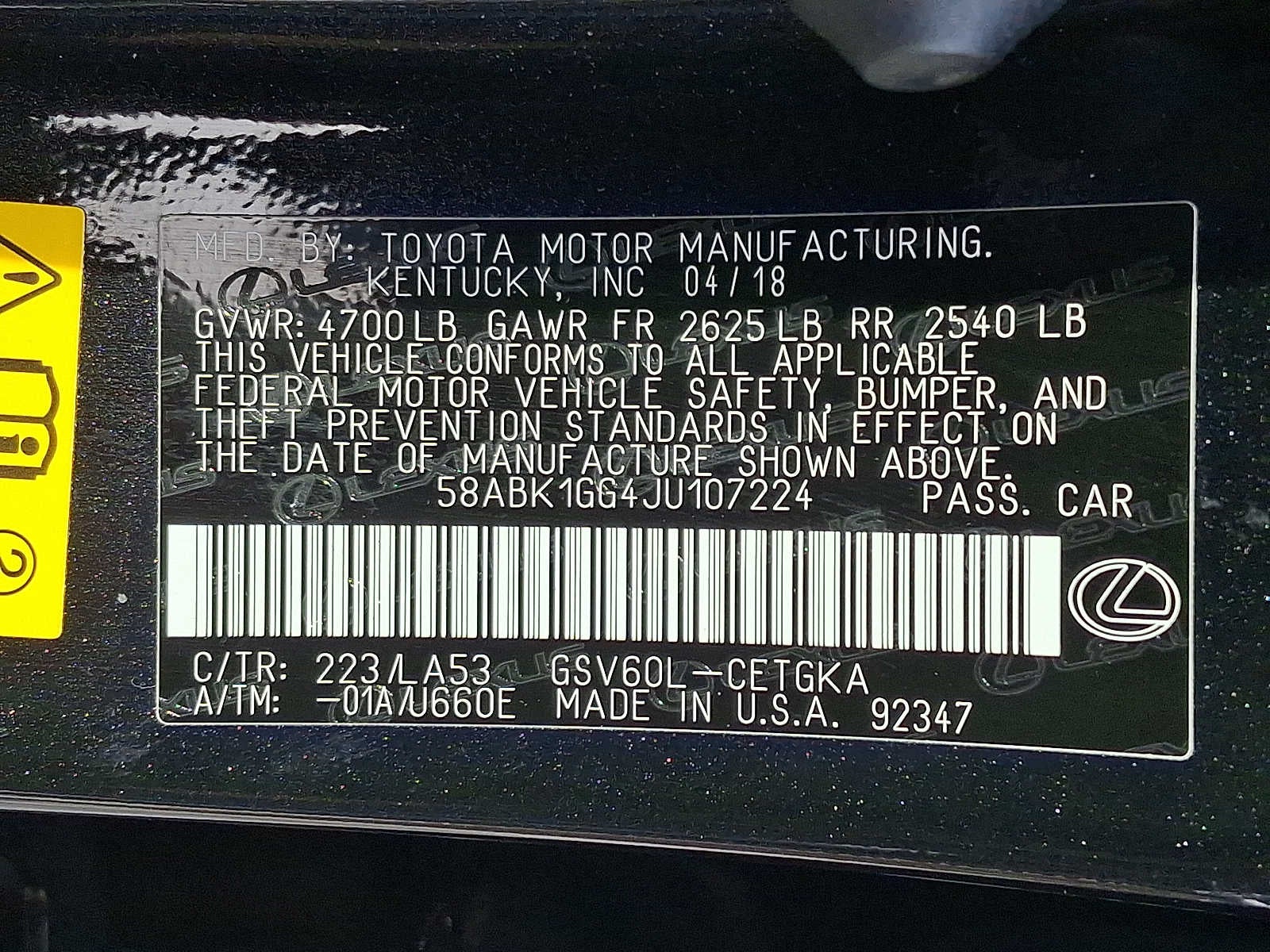 2018 Lexus ES ES 350 FWD