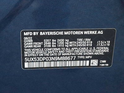 2022 BMW X3 xDrive30i Sports Activity Vehicle