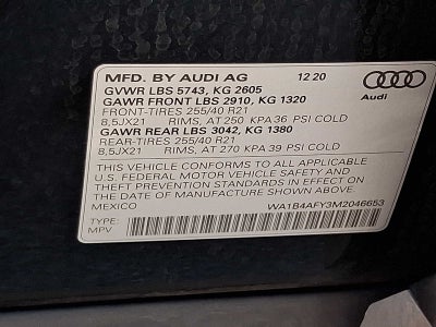 2021 Audi SQ5 Premium Plus 3.0 TFSI quattro
