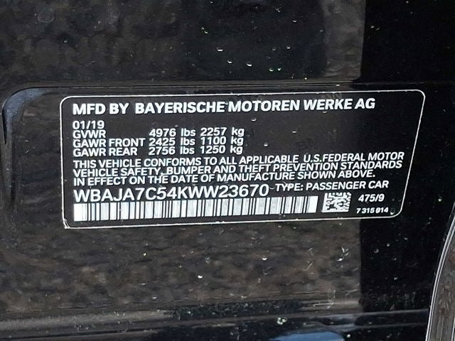 2019 BMW 5 Series 530i xDrive Sedan
