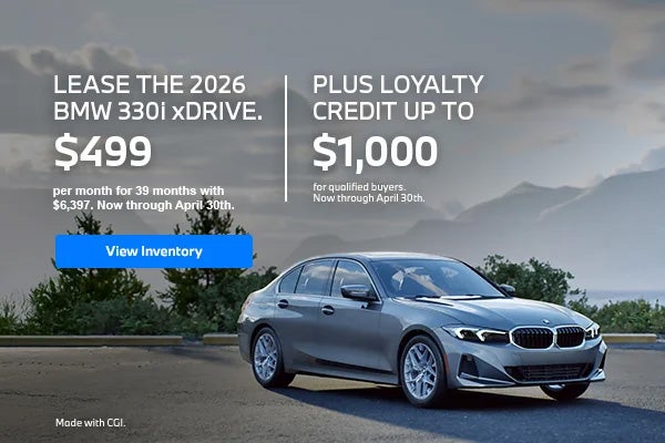 2026 330i lease starting at $499 per month for 39 months