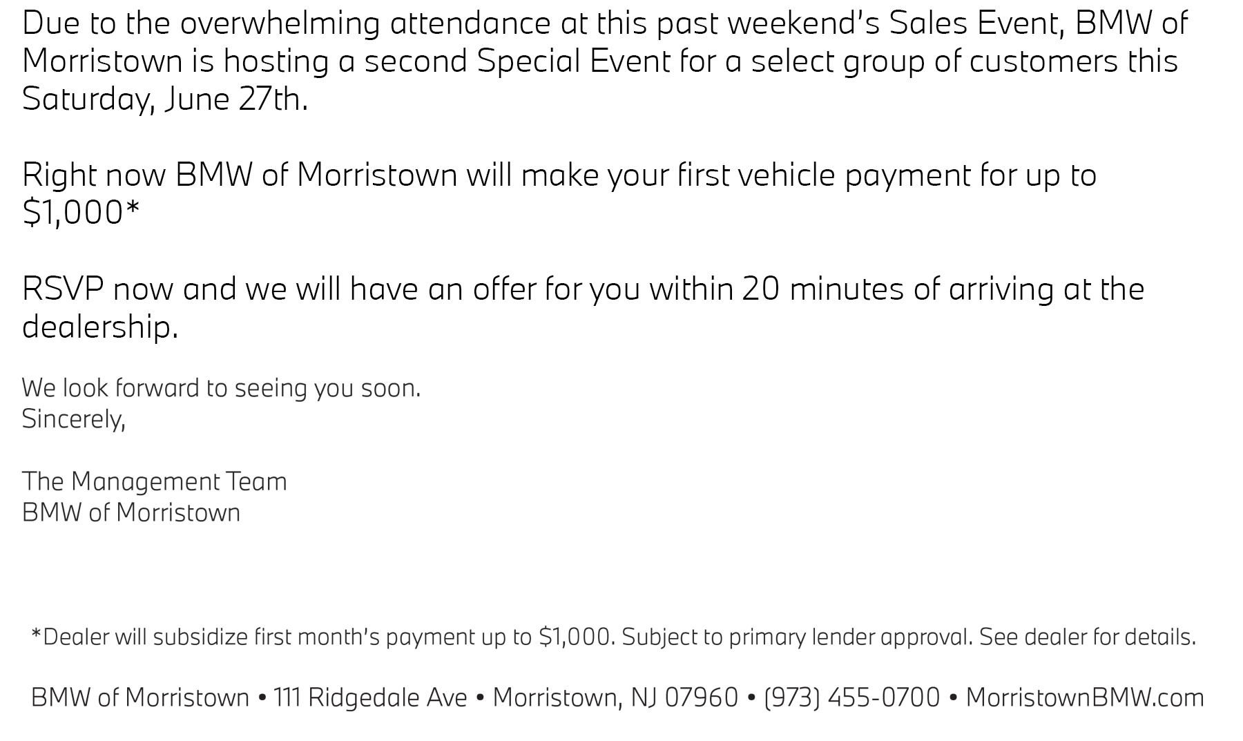 BMW Morristown Sales Event